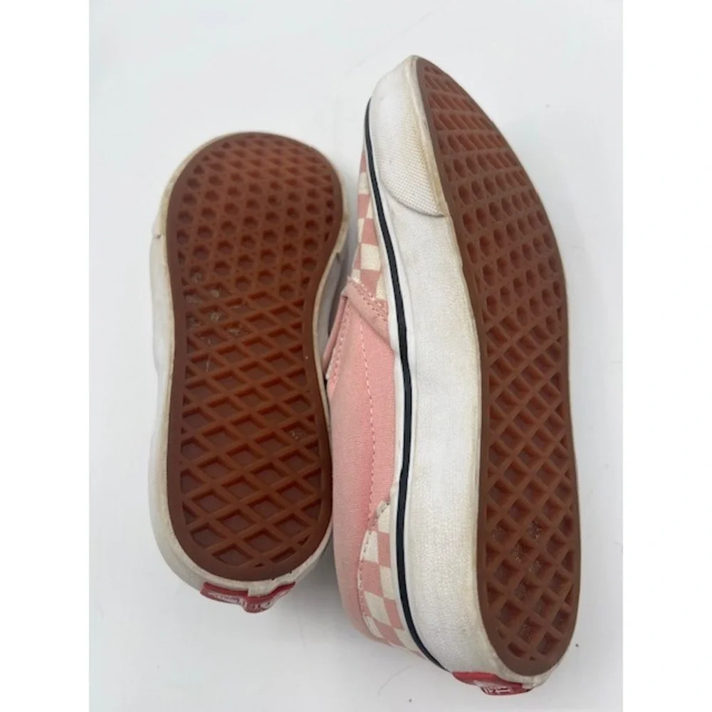 Vans Slip On Kids Size 3 Pink White Good Checkerboard Canvas Skate Shoes